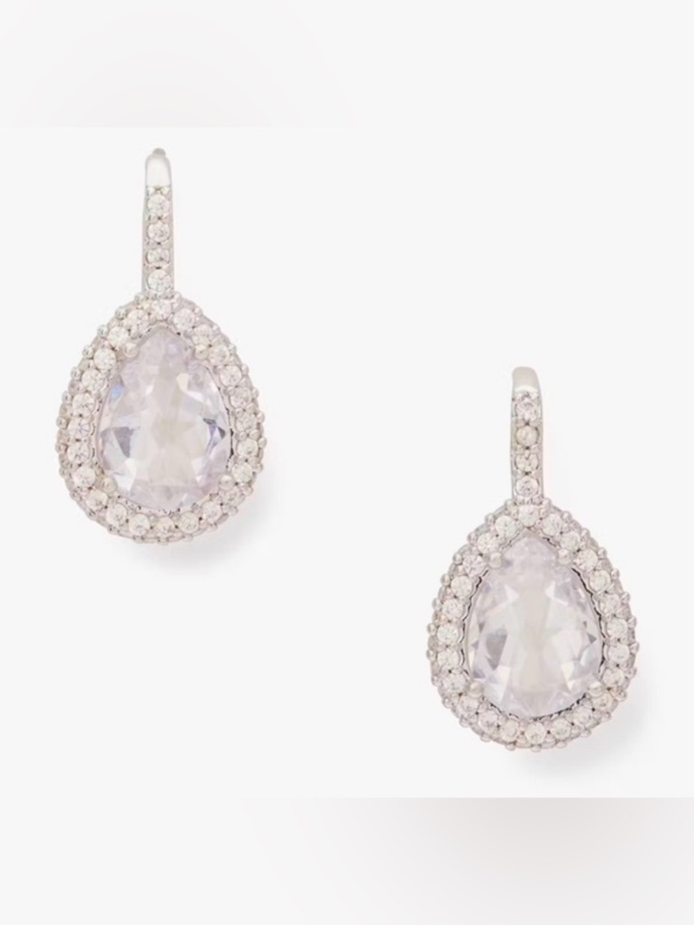 Kate Spade Brilliant Statements Pavé Halo Drop Earrings Silver NWT MSRP $78